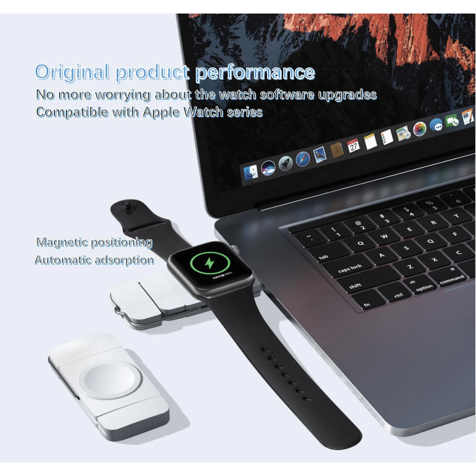 Portable Wireless Charger with Dual USB-A/USB-C Inputs Universal Charging for appleWatch AirPods TravelFriendly Wireless Charger