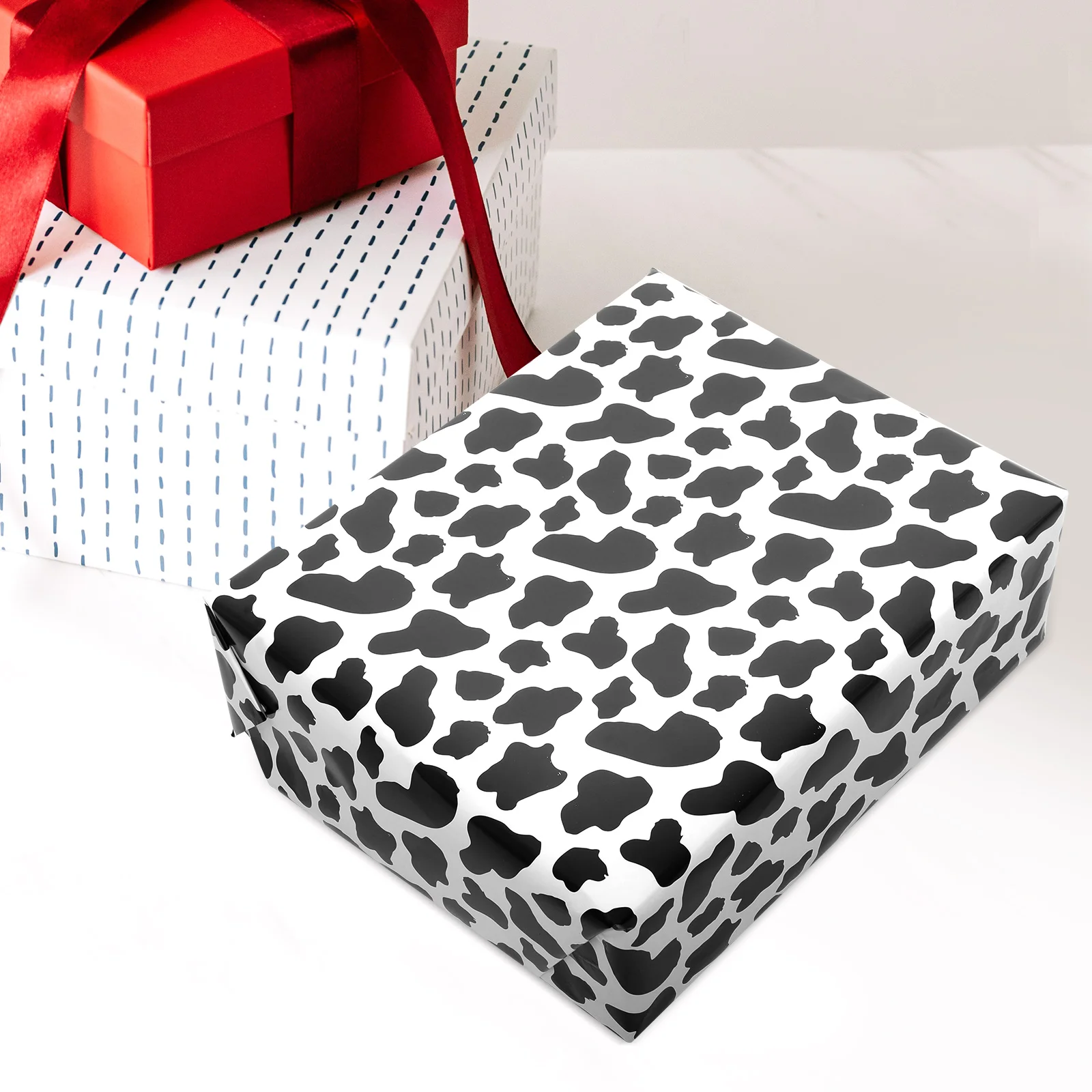 

10 Sheets Print Wrapping Paper Black White Durable Smooth Decorative Packaging Cow Wrapping Paper Festival Gifts