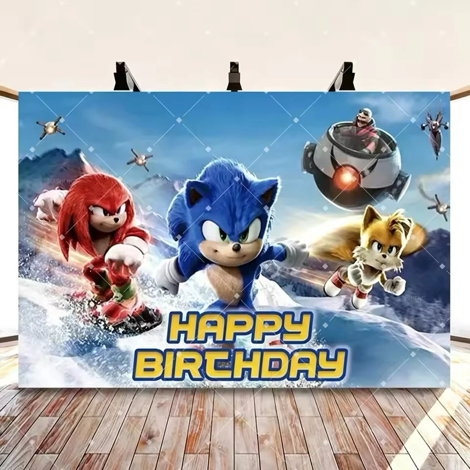 Blauer Igel Fotografie-Hintergrund Kindergeburtstag Personalisierter Name Jungen-Party-Deko Wand-Fotohintergrund Banner Fotobox-Requisiten – Detail 4