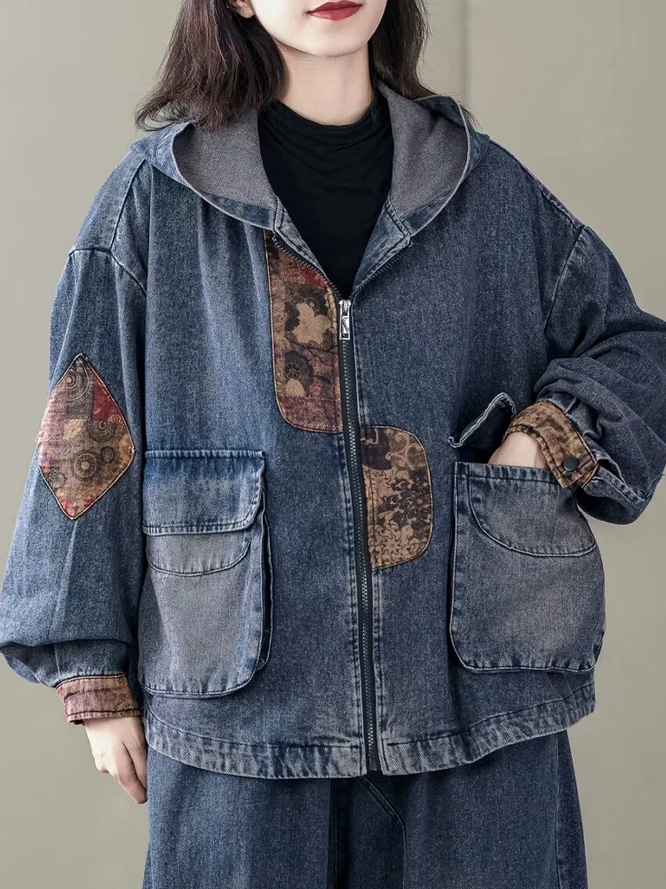 Max LuLu Korean Design Females Printed Fashion Jackets Womens Leisure Loose Vintage Denim Outerwear Ladies Punk Patchwork Coats