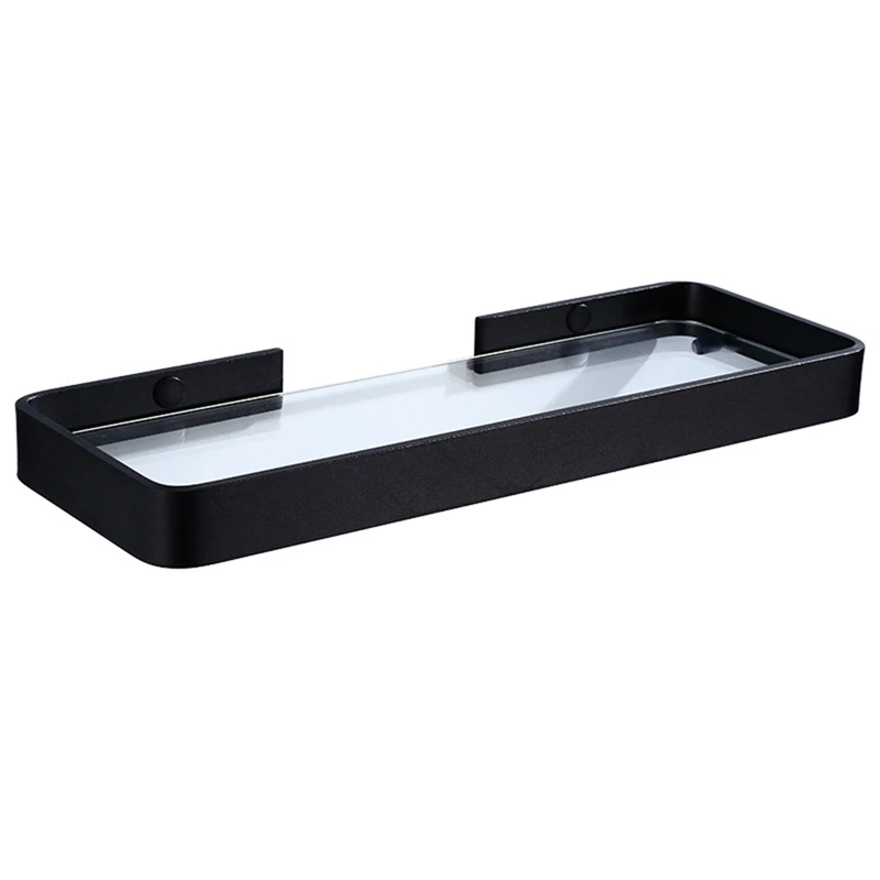 

AT35 Glass Shelf,Square Bathroom Glass Shelves,Black Bathroom Shelf Aluminum Shower Room Rack