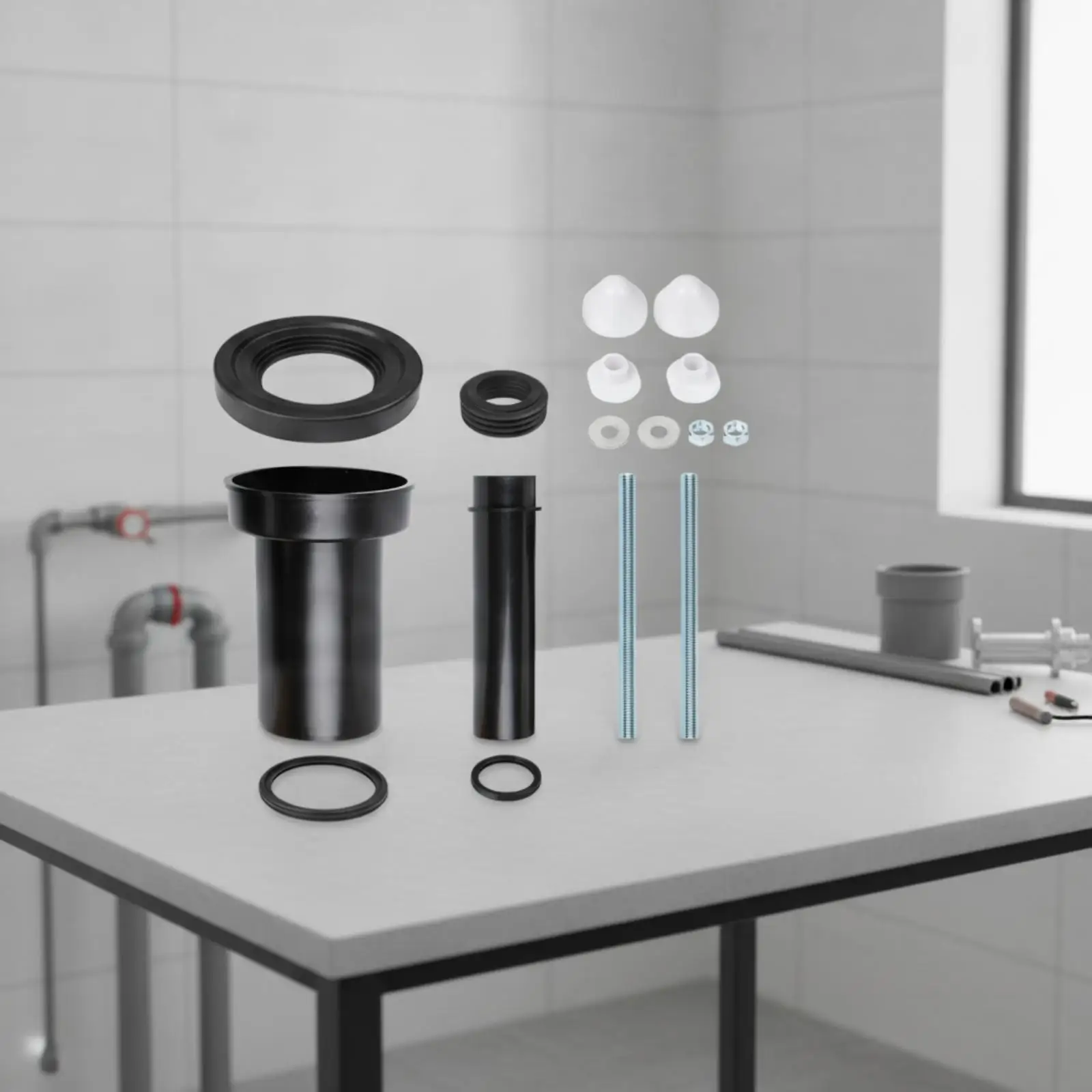 Wall Mounted Toilet Flush Seal Ring Replacement for Concealed Cistern Pipe Connector with PP Rubber Gasket Kit
