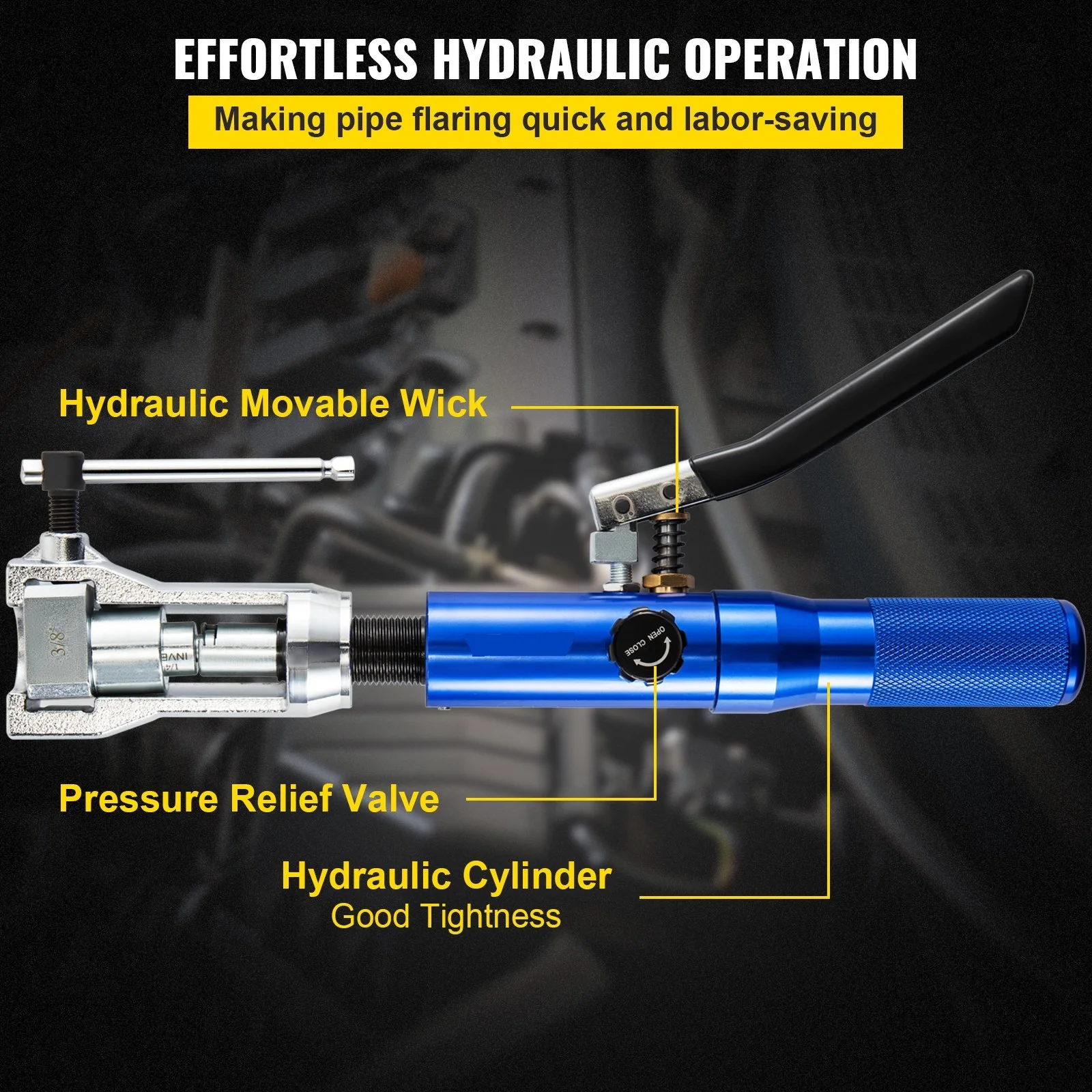 Hydraulic Expanding and Double Flaring Tool Kit 45° Soft HVAC Copper Tube Expander 3/16in to 1/2in Brake Flare Repair Tool