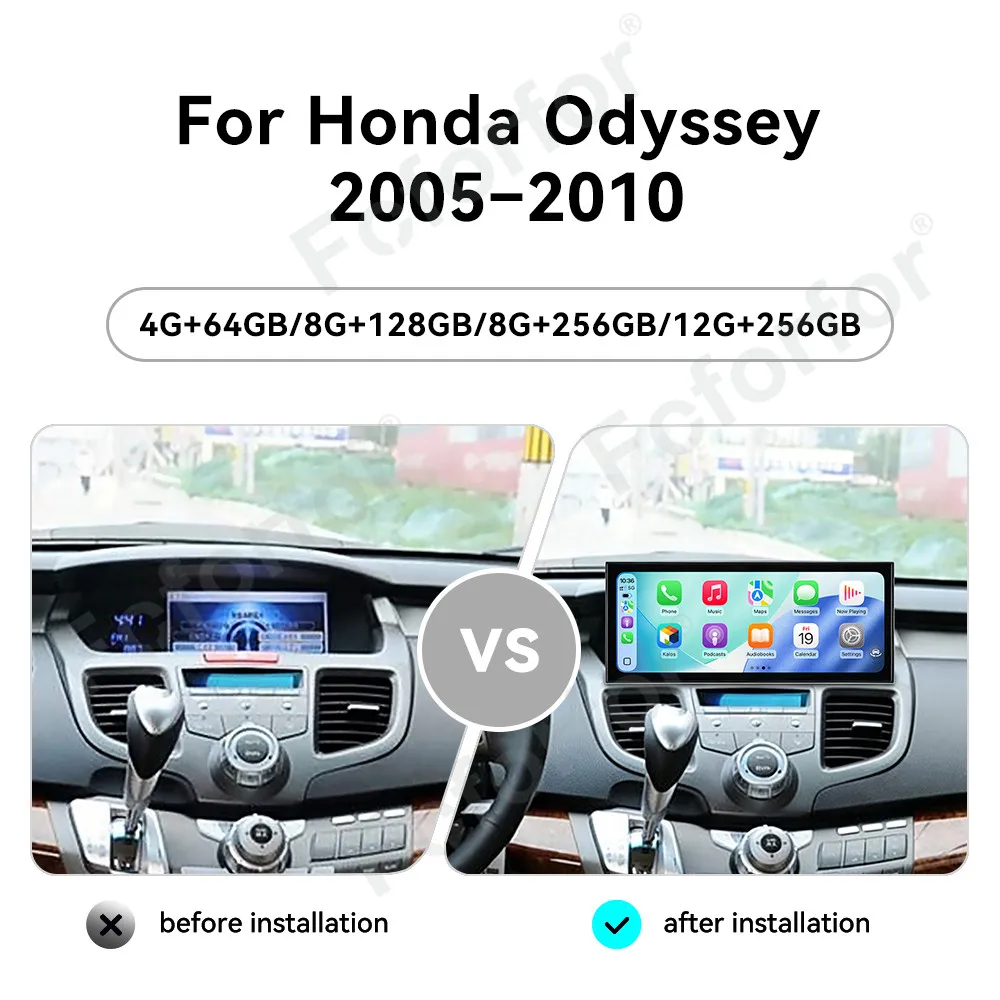 Radio con Pantalla Táctil Android 15 para Auto, Unidad Principal Estéreo de 15.8 Pulgadas con Carplay Inalámbrico, Android Auto, GPS y Navegación para Honda Odyssey 2005-2010