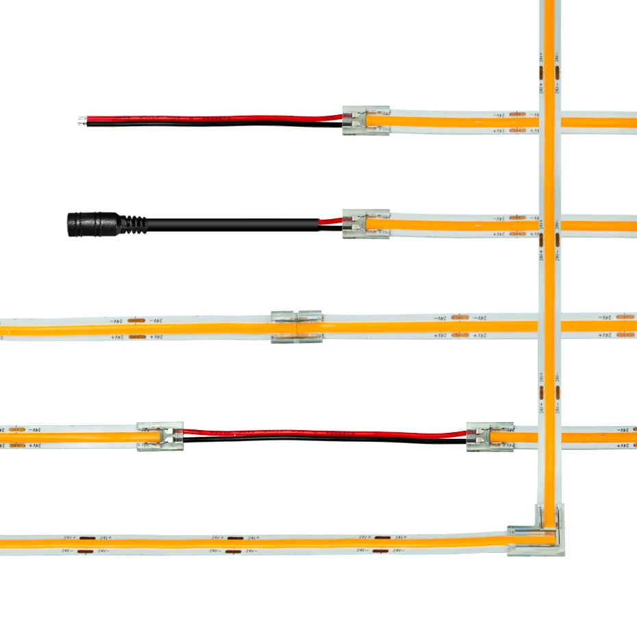 5pcs/lot 2Pin 3Pin 4Pin COB LED Strip Connector Extension Wire Terminal Connectors 5mm 8mm 10mm for 5V 12V 24V COB Strip Lights