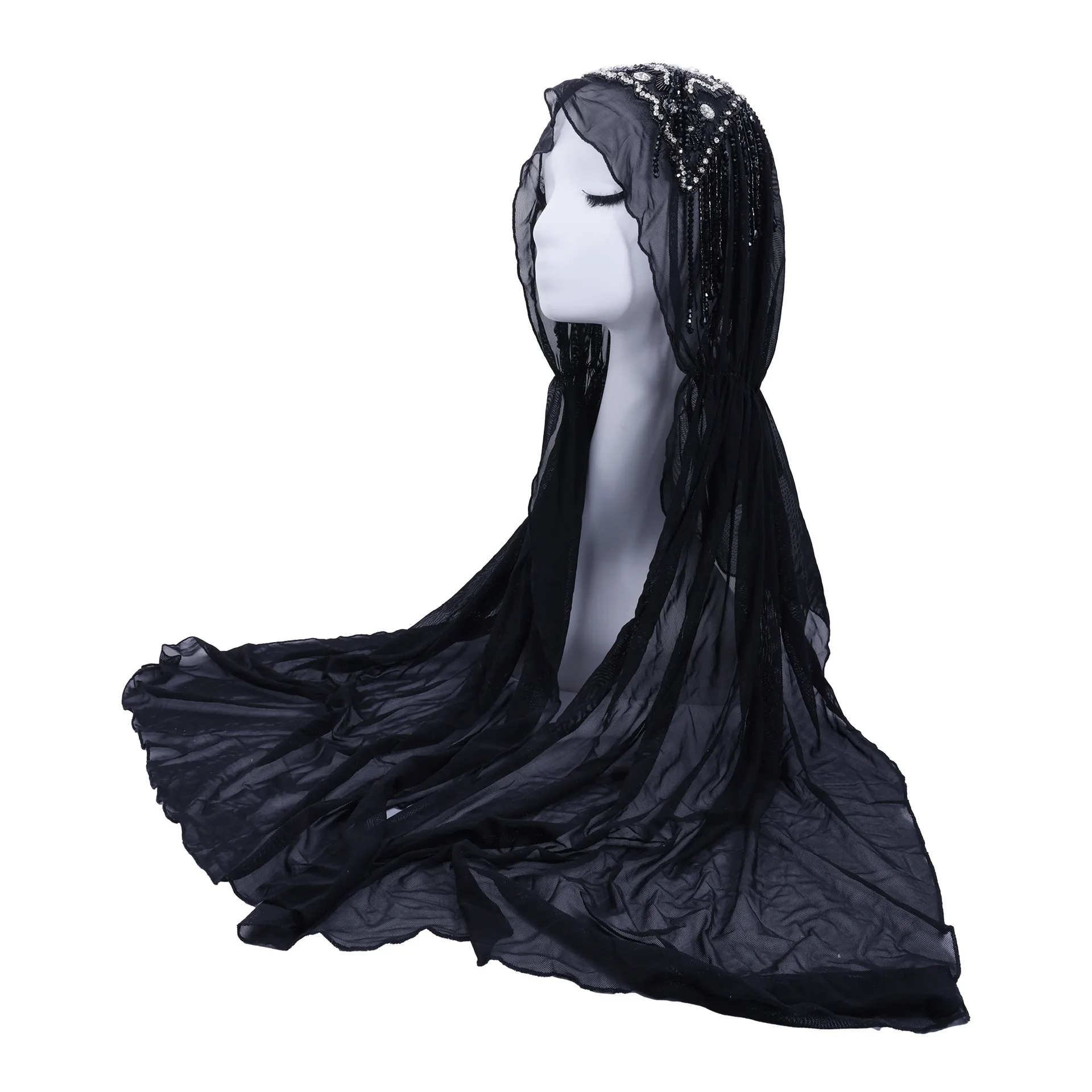 Mode gland perles Hijab strass foulard femmes fête de mariage châles Wrap Turban Bandanas écharpe Turbante casquette couverture Mujer