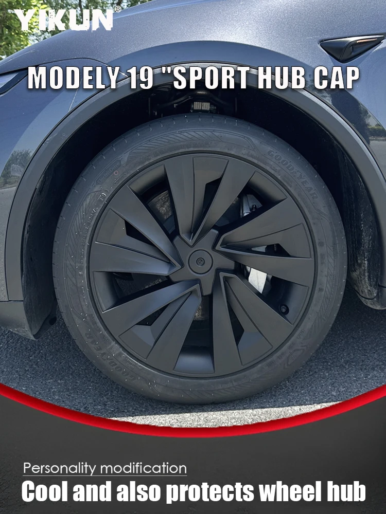 4PCS Radkappe Leistung Ersatz Radabdeckung Crossflow Caps Vollrand Zubehör für Tesla Model Y Juniper 19 Zoll 2025 2026