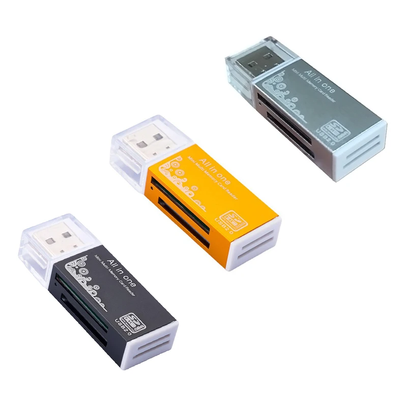 1/2/5pcs Alloy Card Reader 4 Ports USB2.0 Micro SD TF M2 MS Pro Duo MMC SDHC DV Phone Camera Memory Card Adapter