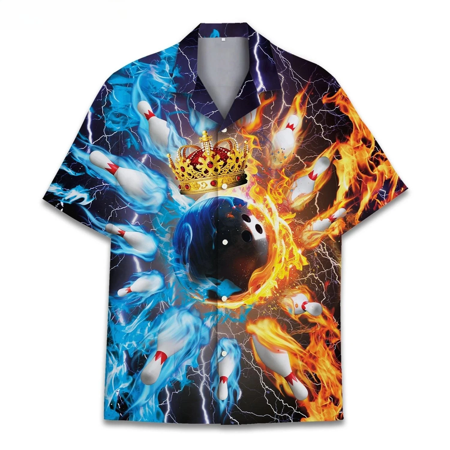 Sports Bowling 3D Printed Hawaiian Shirt for Men Cool Summer Beach Shirts 2026 Lapel Short Sleeves Tops Button Blouse Tops - view 4