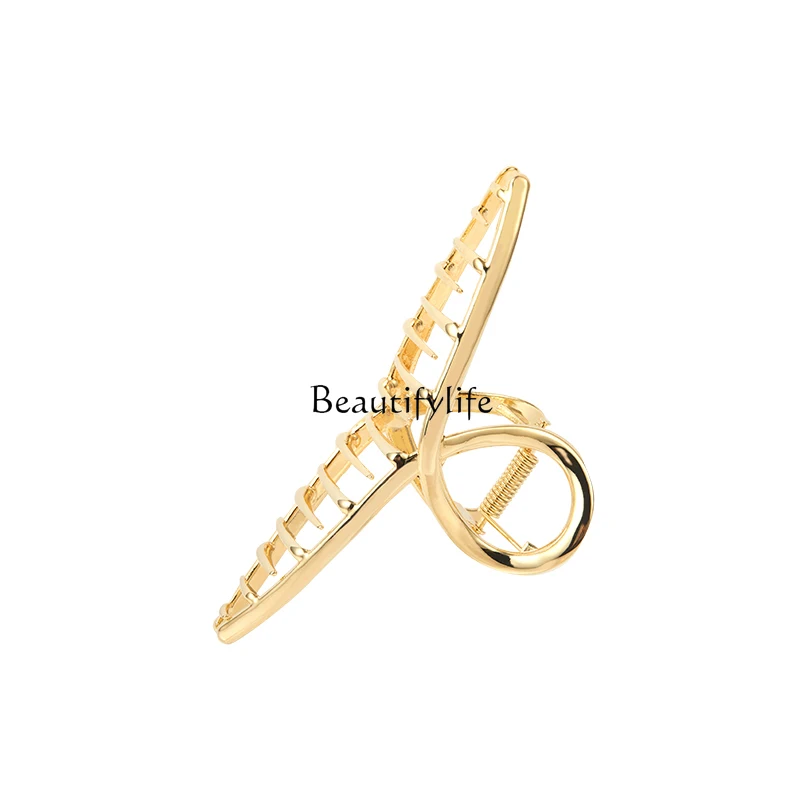 Back of the head grab clip temperament large metal Korean elegant shark clip simple fashion versatile