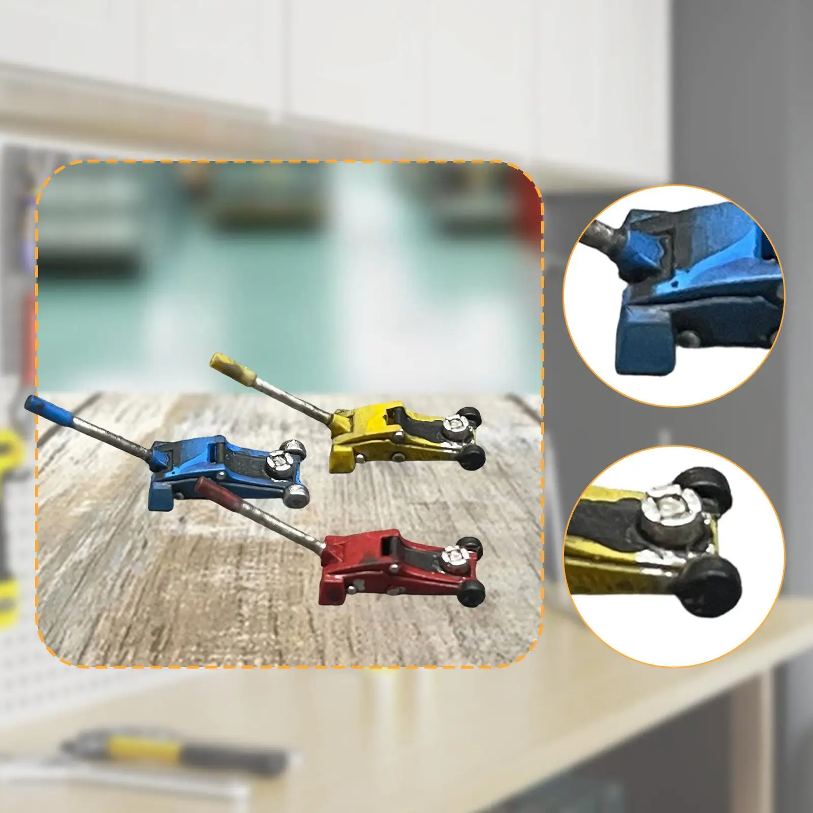 แม่แรงรถยนต์ขนาด 1:64 แบบจำลองขนาดเล็ก ฉากซ่อมรถ DIY อุปกรณ์ประกอบฉากถ่ายภาพ สำหรับนักสะสม ของตกแต่งบ้านตุ๊กตา