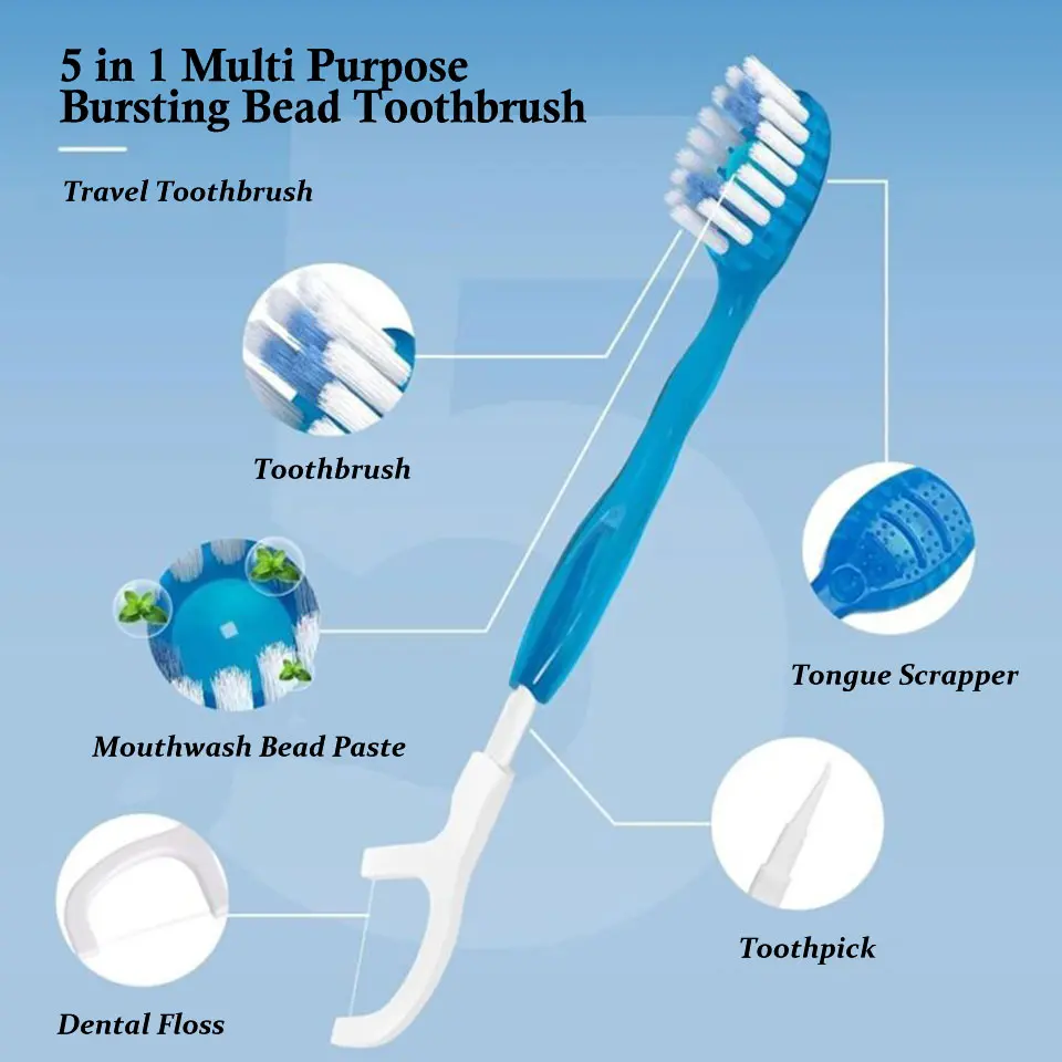 Brosse à dents de voyage avec perles VPN, dentifrice, cure-dents, fil dentaire, nettoyage rapide des dents, brosse d'hygiène buccale, poulet, 10 pièces