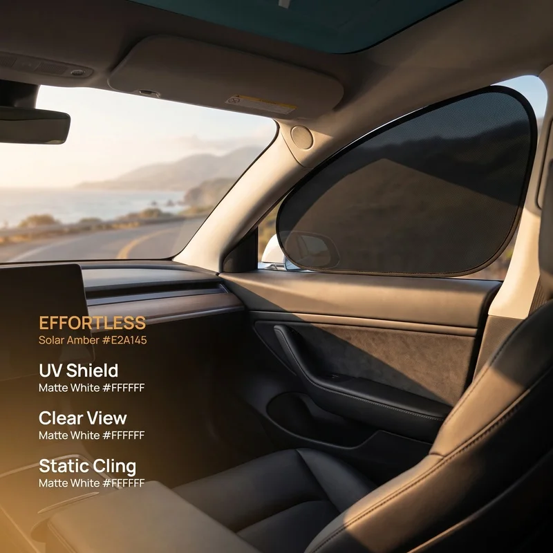4 Piece Pack Full car window sunshade set Static-free glue Sun protection, heat insulation, light blocking, and privacy Front an