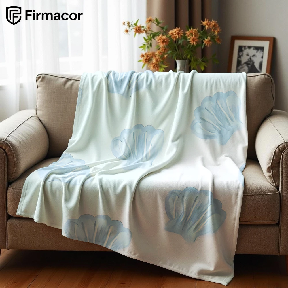 Pastel Blue Transparent Seashell Soft Flannel Blanket Breathable Warm Throw for Office Car Sofa Kids Room Birthday Xmas Gift