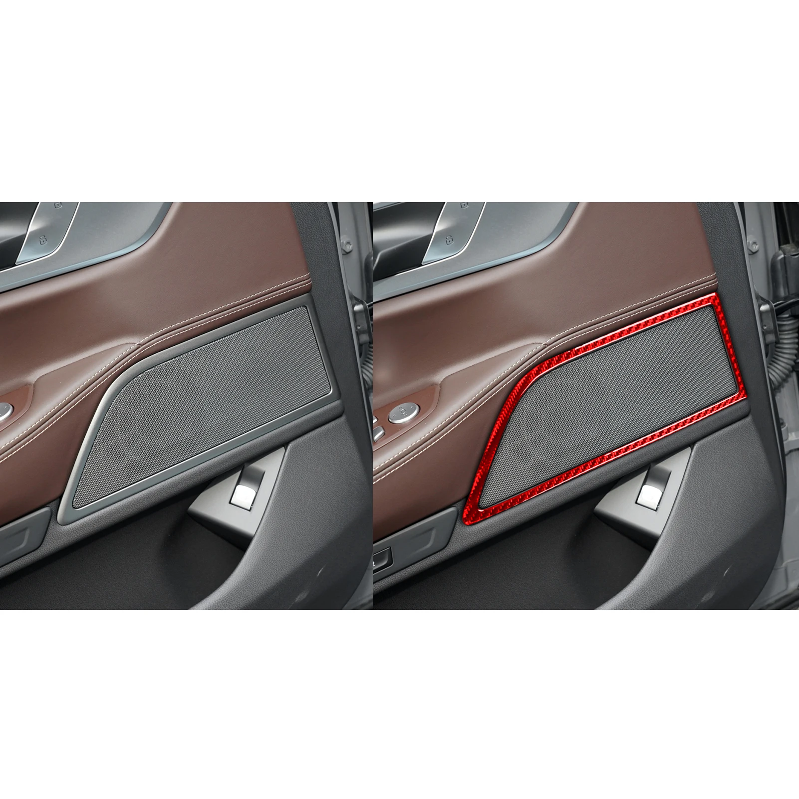 For BMW 7 Series G11 G12 2015–2022 Door speaker grille Frame Trim Red Real Soft Carbon Fiber Interior Car Accessories Stickers