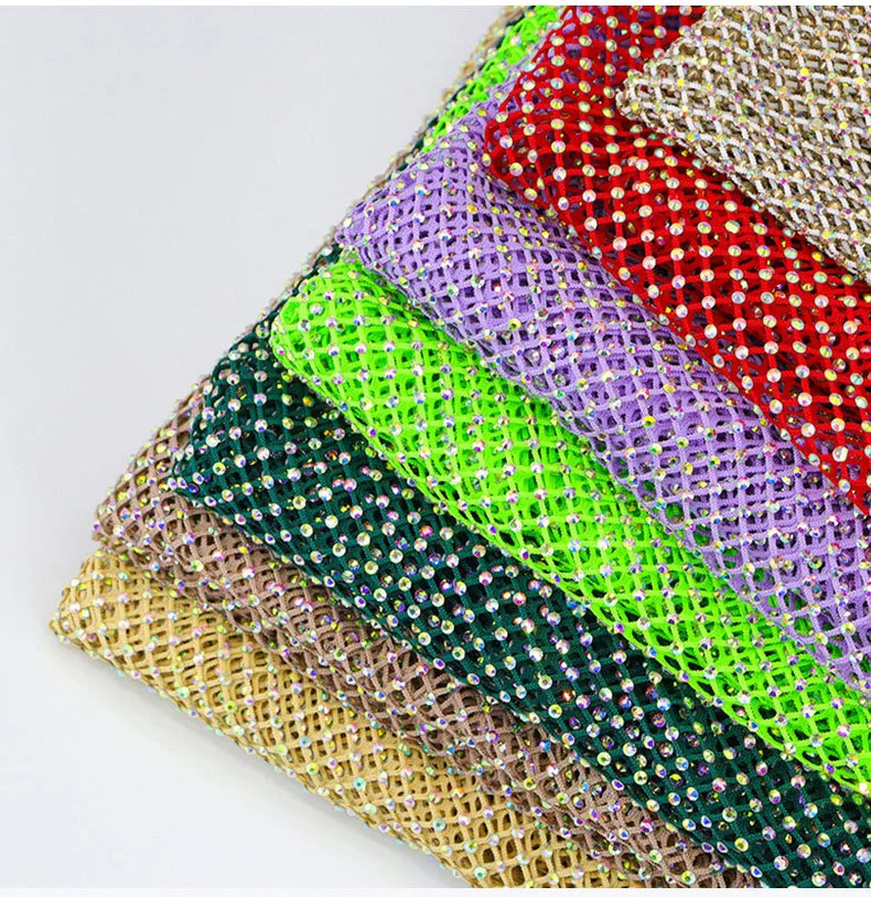 5 Yards Strass-Netzstoff Kristall Glitzernder Dehnbarer Funkelnder Lochmuster-Netzstoff DIY Kleidung Taschenherstellung Dekoration – Detail 1