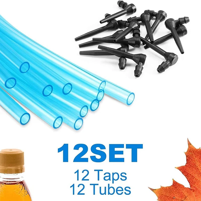 12 Set Maple Syrup Taps With 24In Tubes Maple Syrup Supplies Grade Non-Slip Maple Syrup Tapping Kit L-Shaped Tree Taps Durable