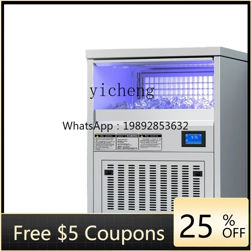 

Tqh Ice Maker Commercial Milk Tea Shop Blue Light Small Automatic Square Ice Bar Coffee Shop