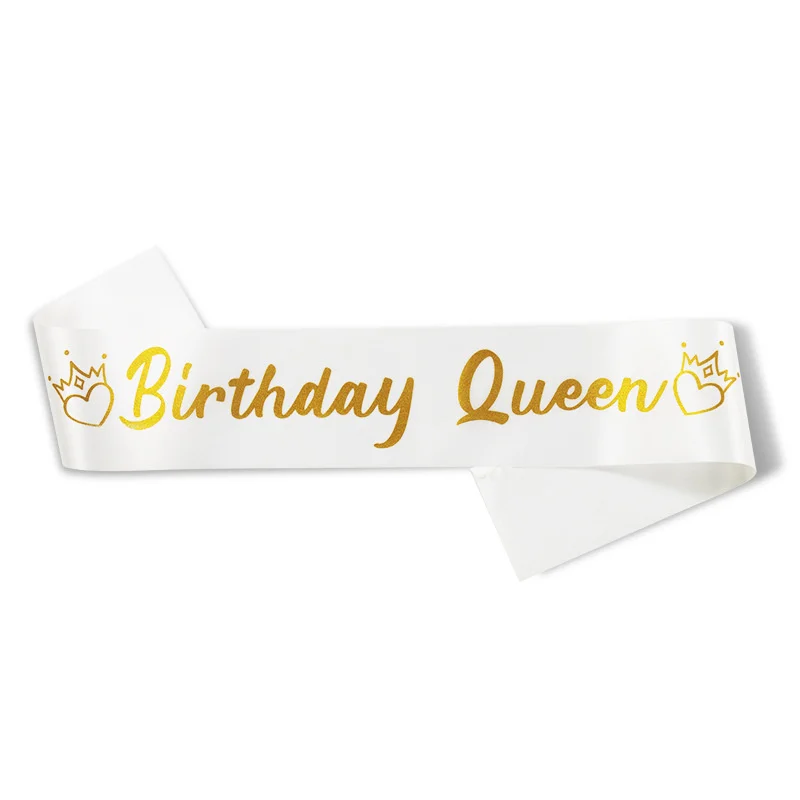 Birthday King/Queen Birthday Party Etiquette Strap Supplies One Piece For Men And Women Satin Cloth Print Ribbon