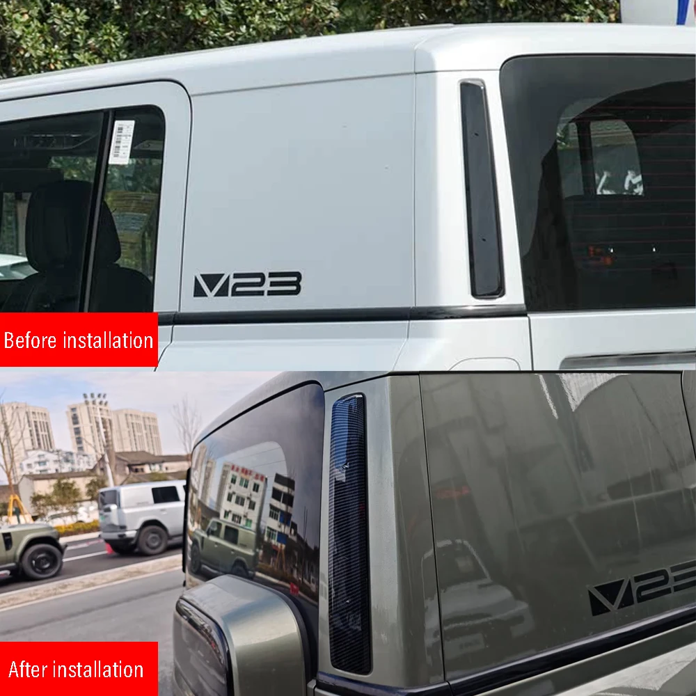 Dla Chery iCAR V23 tekstura z włókna węglowego drzwi do bagażnika samochodowego listwa w paski akcesoria ogonowe wykończenie drzwi stylizacja naklejki 2025