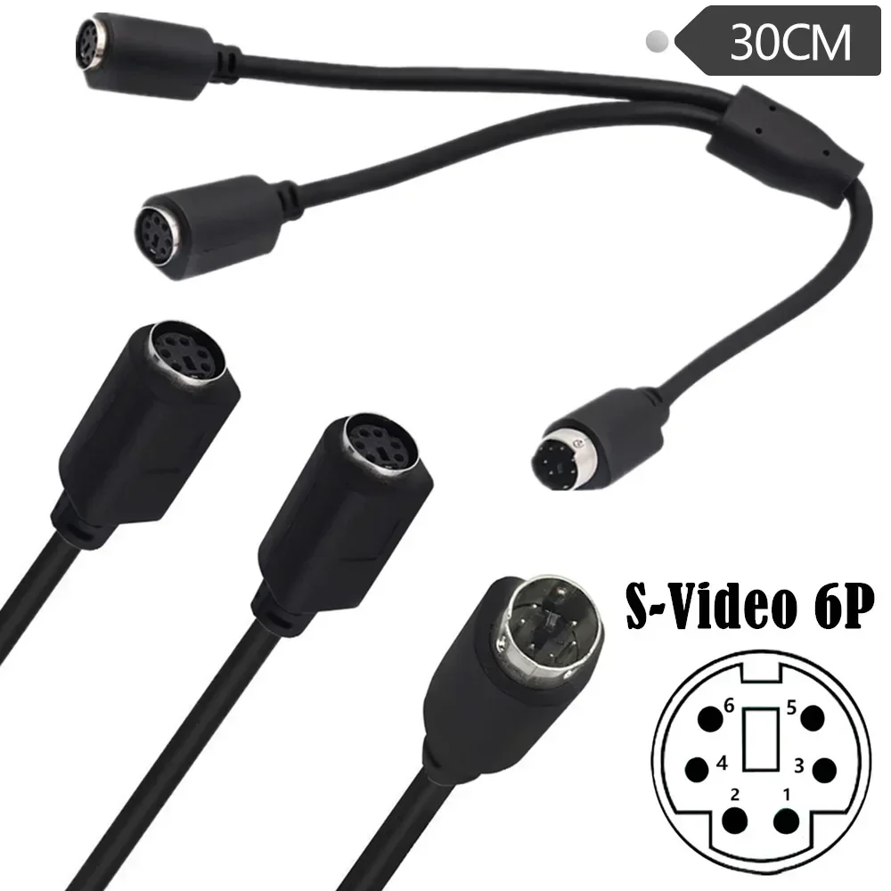 MID 6pin One Male and Two Female PS Extension Cable PS2 One Sub Two Adapter Cable To Keyboard and Mouse Interface 30cm