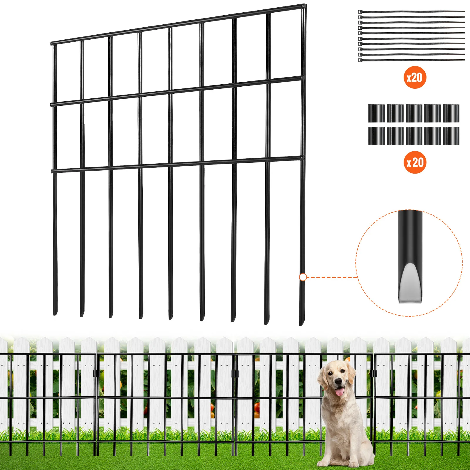 VEVOR 10pcs Animal Barrier Fence Underground Decorative Garden Fencing Metal Dog Fence The Yard and Outdoor Patio Garden Fence