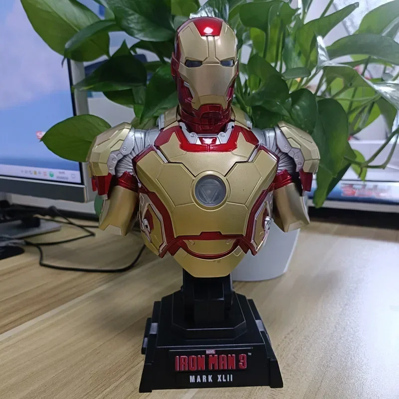 Superheld 23 cm Ironman Iron Man Mark MK7 MK42 MK43 1/4 Kopfbüste Porträt mit LED-Lichtfigur PVC-Statue Sammlerstück Modellspielzeug