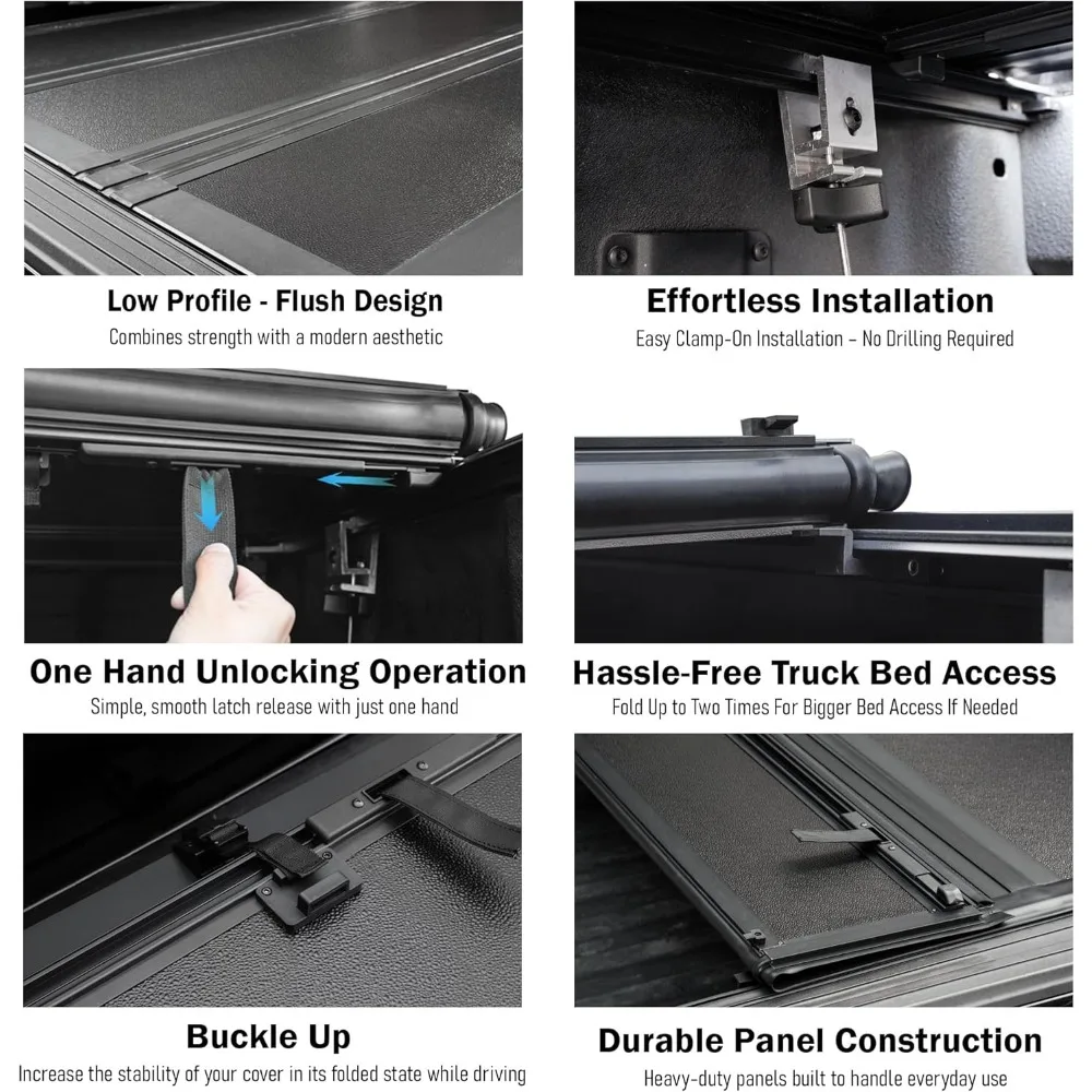 غطاء شاحنة صلب قابل للطي منخفض المستوى يناسب سرير تونيو 2019-2025 تشيفي/جي إم سي سيلفرادو/سييرا مقاس 6'7 بوصة (79.4 بوصة)