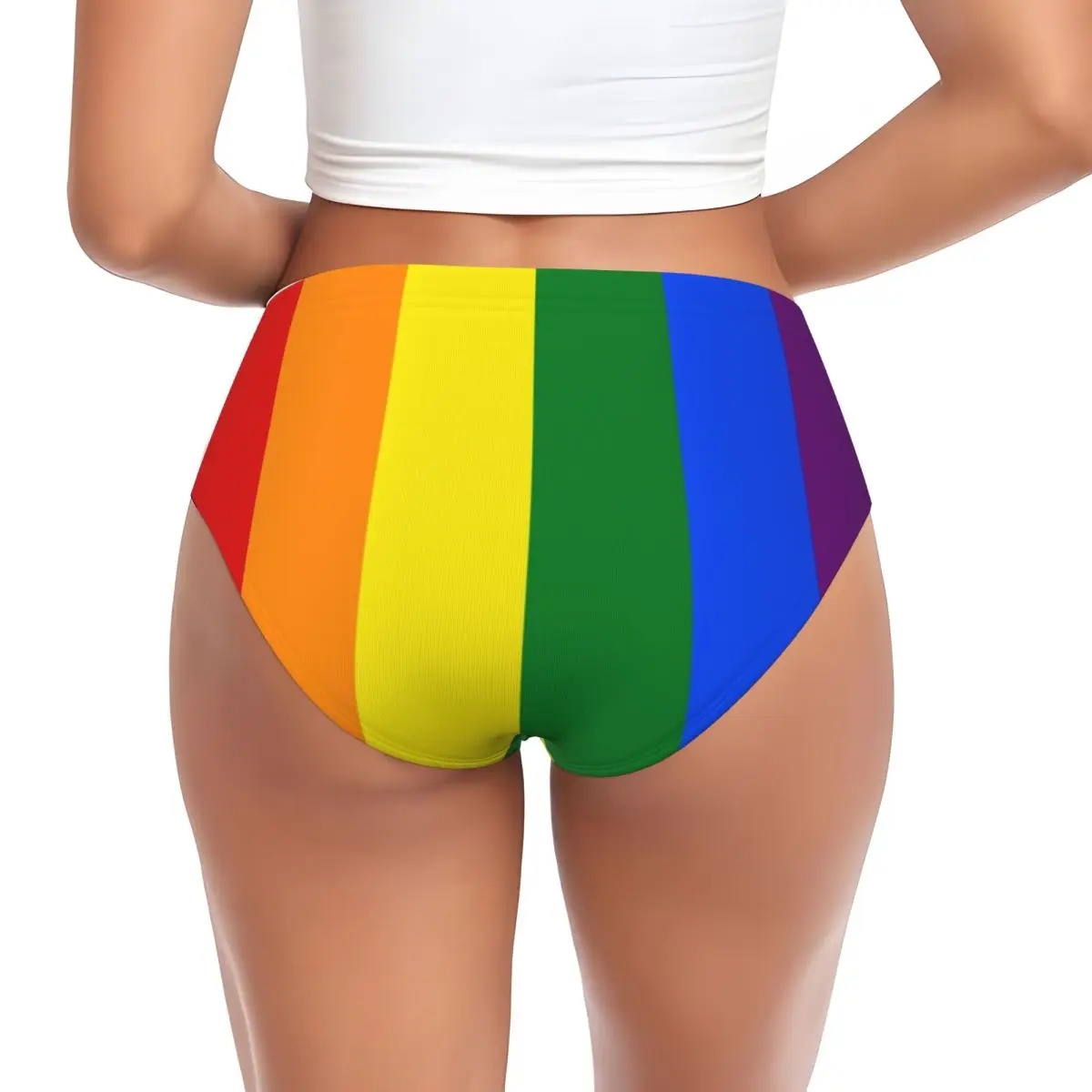 Custom Gay Pride LGBT Rainbow Flag Brief Panties Women's Comfort Stretch LGBTQ Lesbian Underwear