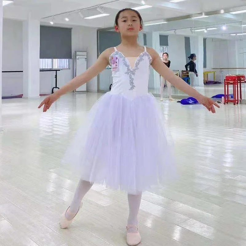 

Blue Long Dress Ballet Tutu Dress Skirt Swan Lake Sling Girls Professional Performance Costume Vestidos Chica Bailarina