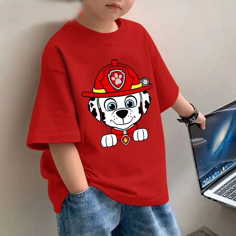 

Paw Patrols Girl Boy Short Sleeves T Shirt Chase Marshall Clothes Skye Kids Tees Cotton T Shirt Anime Cartoon Summer Tees Gift