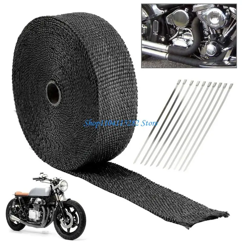 

Exhaust Pipe Heat Shield Motorcycle Fiberglass Heat Wrap Wire Shield Sleeve