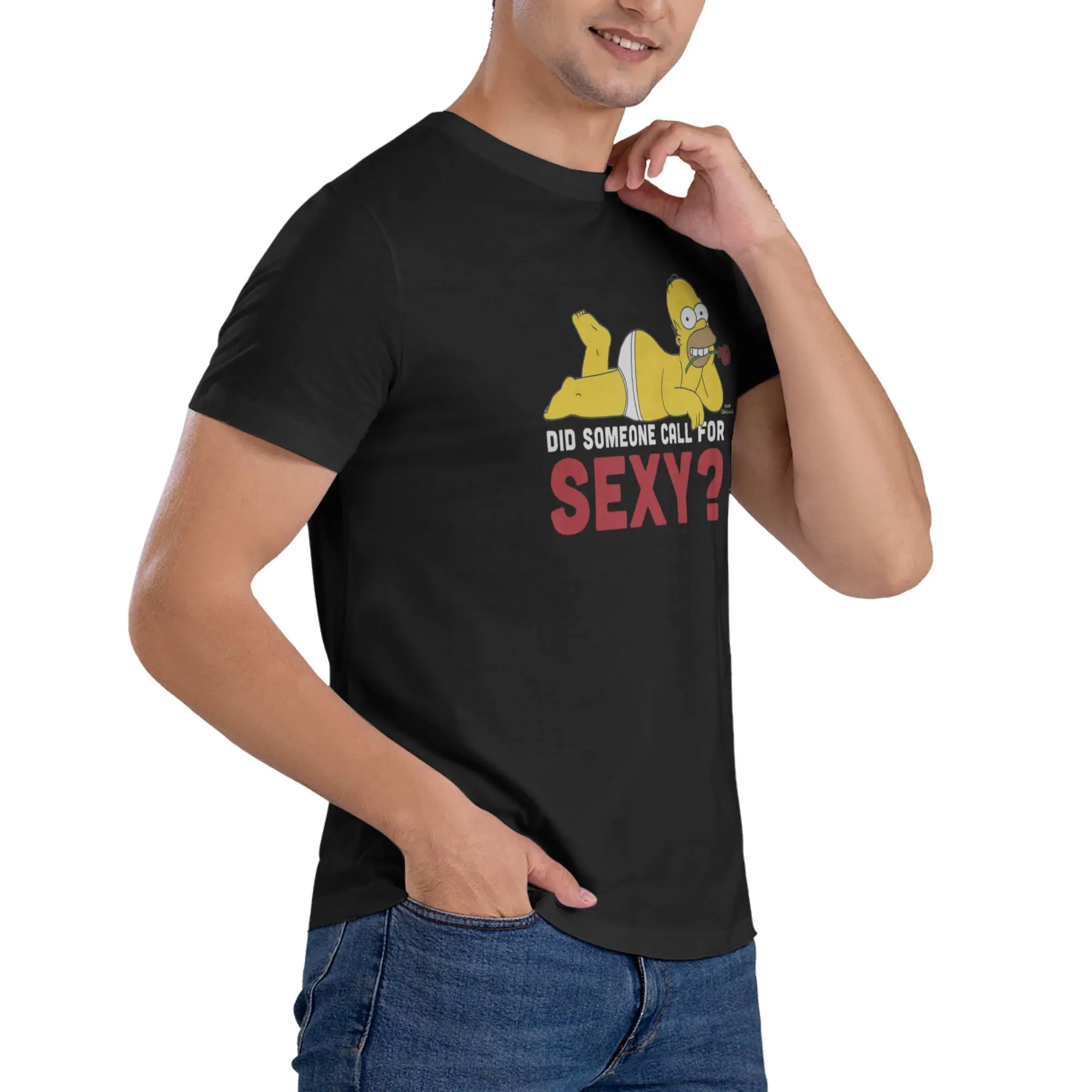 1 Stück sexy Neuheits-T-Shirt aus 100 % Baumwolle mit Homer Simpsons-Motiv für Herren – Detail 5
