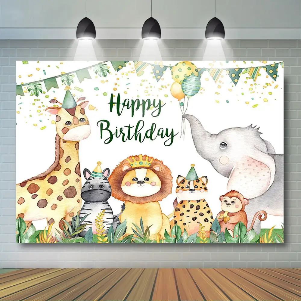 

Mocsicka Safari Birthday Backdrop Jungle Animal Photography Background Safari Wild One Baby Shower Birthday Party Decor