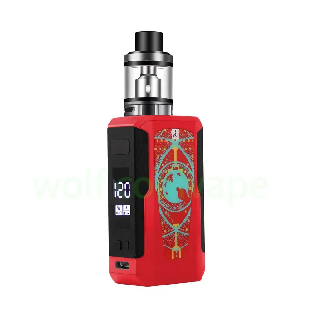 Kit Vape Mod de vaporizador de 120 W de Wolfcoolvape - Batería de 2200 mAh, depósito de 2,0 ml, pantalla OLED, 510 RTA