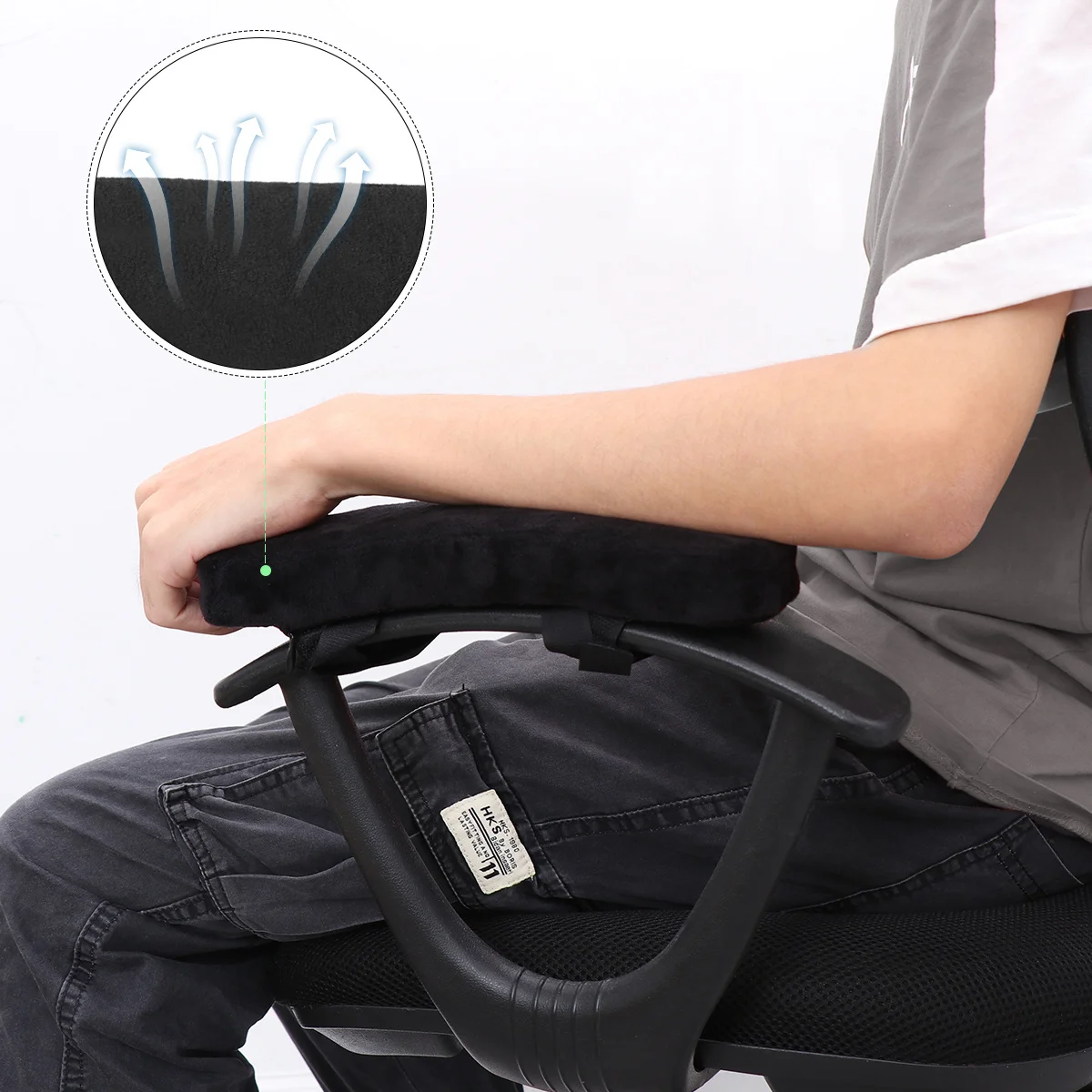 

2pcs Memory Foam Elbow Brace Rest Cushion Chair Armrest Cover Pad Soft Support Pillow with Adjustable Strap for Office Home Use