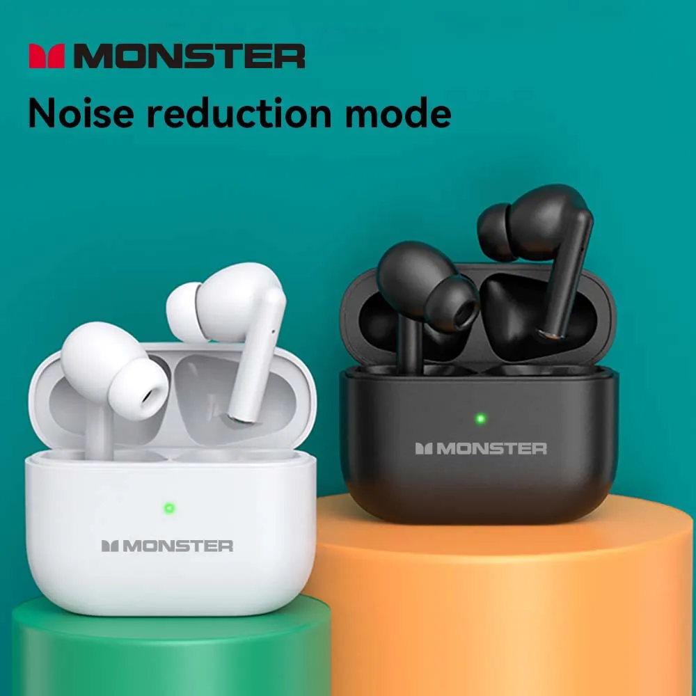 سماعات أذن Monster Wireless مزودة بتقنية البلوتوث مع سماعة رأس بخاصية إلغاء الضوضاء وسماعة أذن وقت تشغيل 48 ساعة