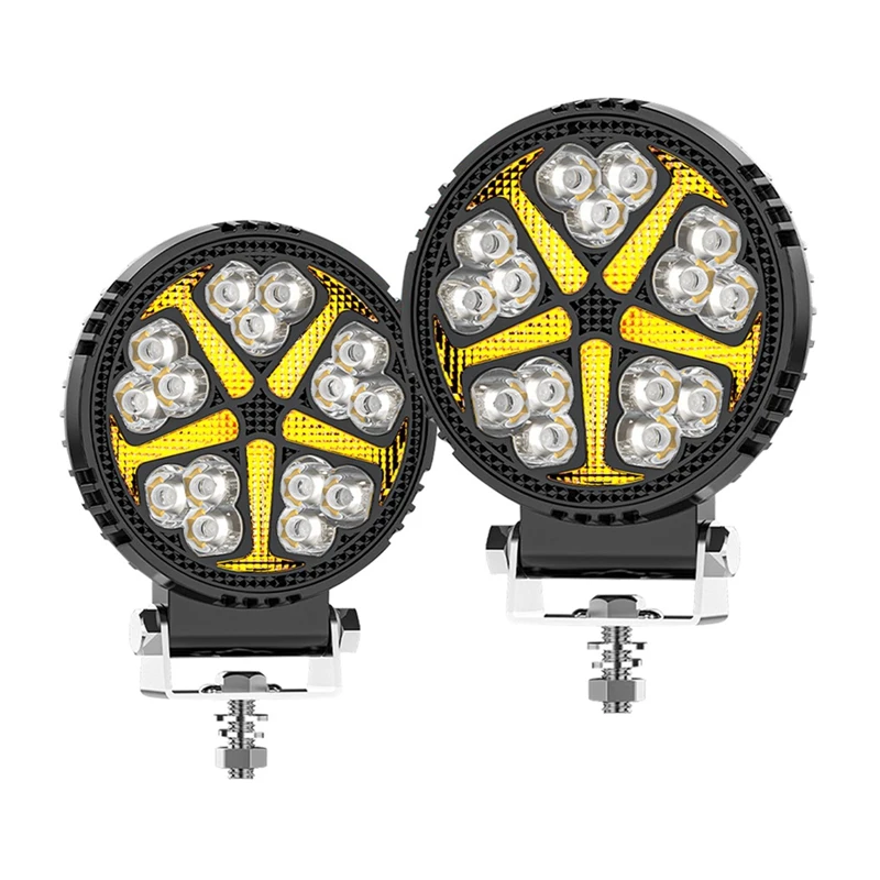 WISH รอบ 4 นิ้วรถไฟ LED ทํางานแฟลชสปอตไลท์ DRL สําหรับรถบรรทุก ATV UTV SUV รถจักรยานยนต์รถพ่วงเรือ