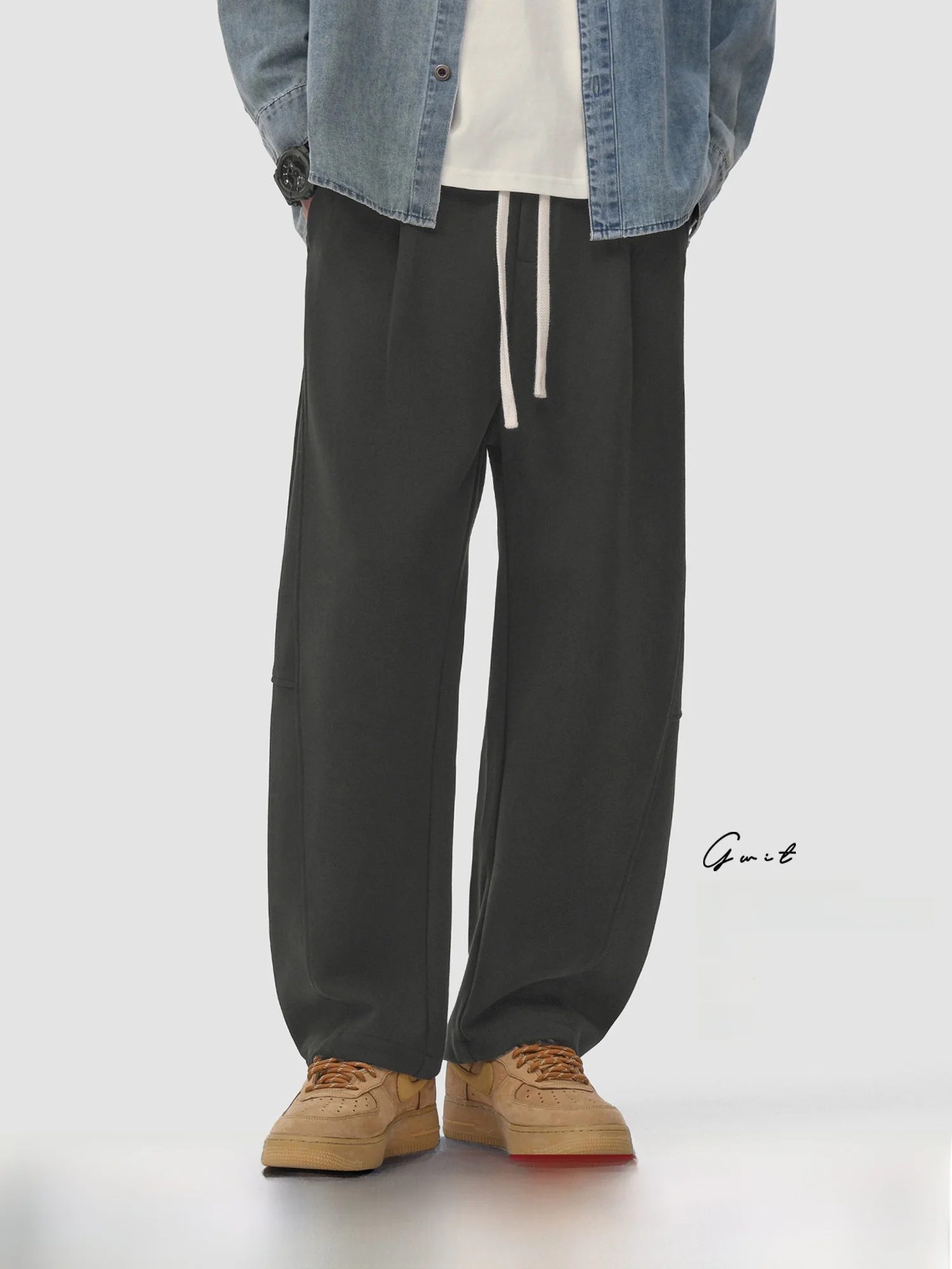

GWIT Men's Casual Loose Fit Trousers Autumn Spring Cotton Polyester Blend Drapey Deconstructed Spor Knife-ape Pants