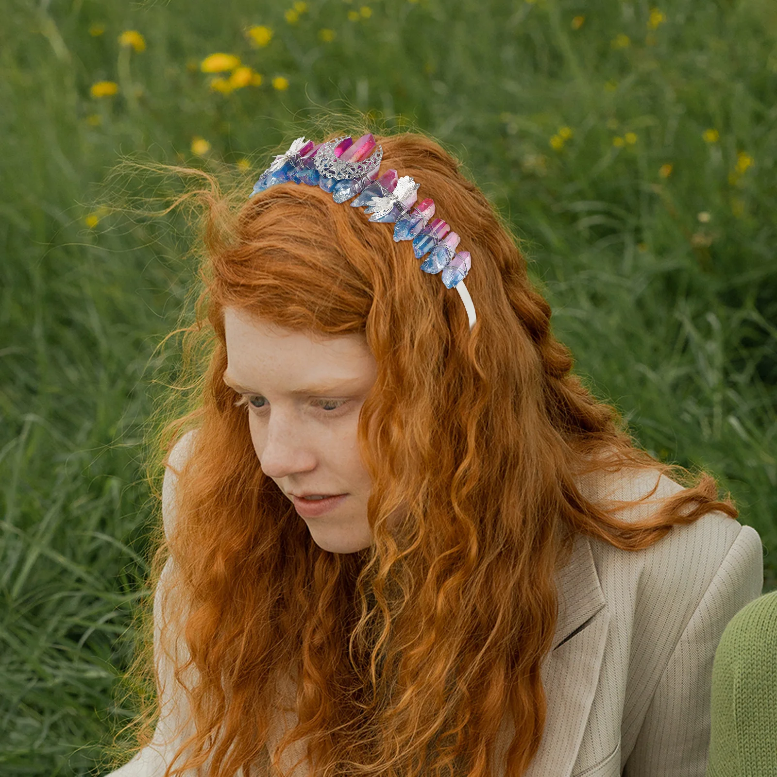 

Crystal Crown Headband Dragonfly Design Wedding Tiara Bridal Hair Accessory Creative Crown Prop Hair Styling Tool