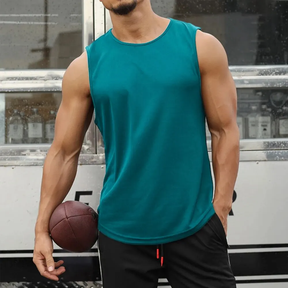 Marathon Quick Dry Sports Tank Top Men\'s Sleeveless Tank Top Running Training Polyster Basketball Loose Fit Tank Top Clothing