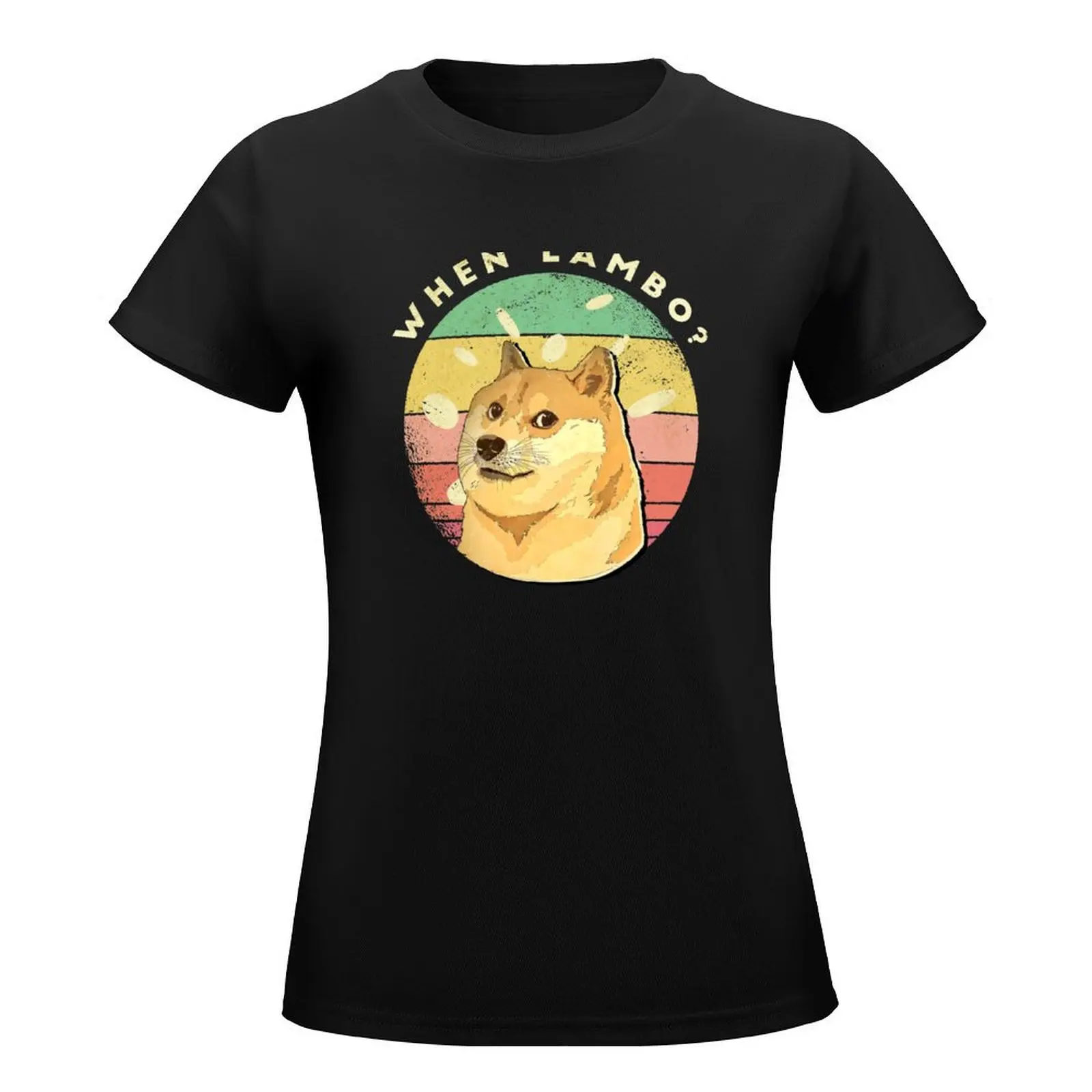 When Lambo Dogecoin T-Shirt graphics korean fashion female rock and roll t shirts for Women