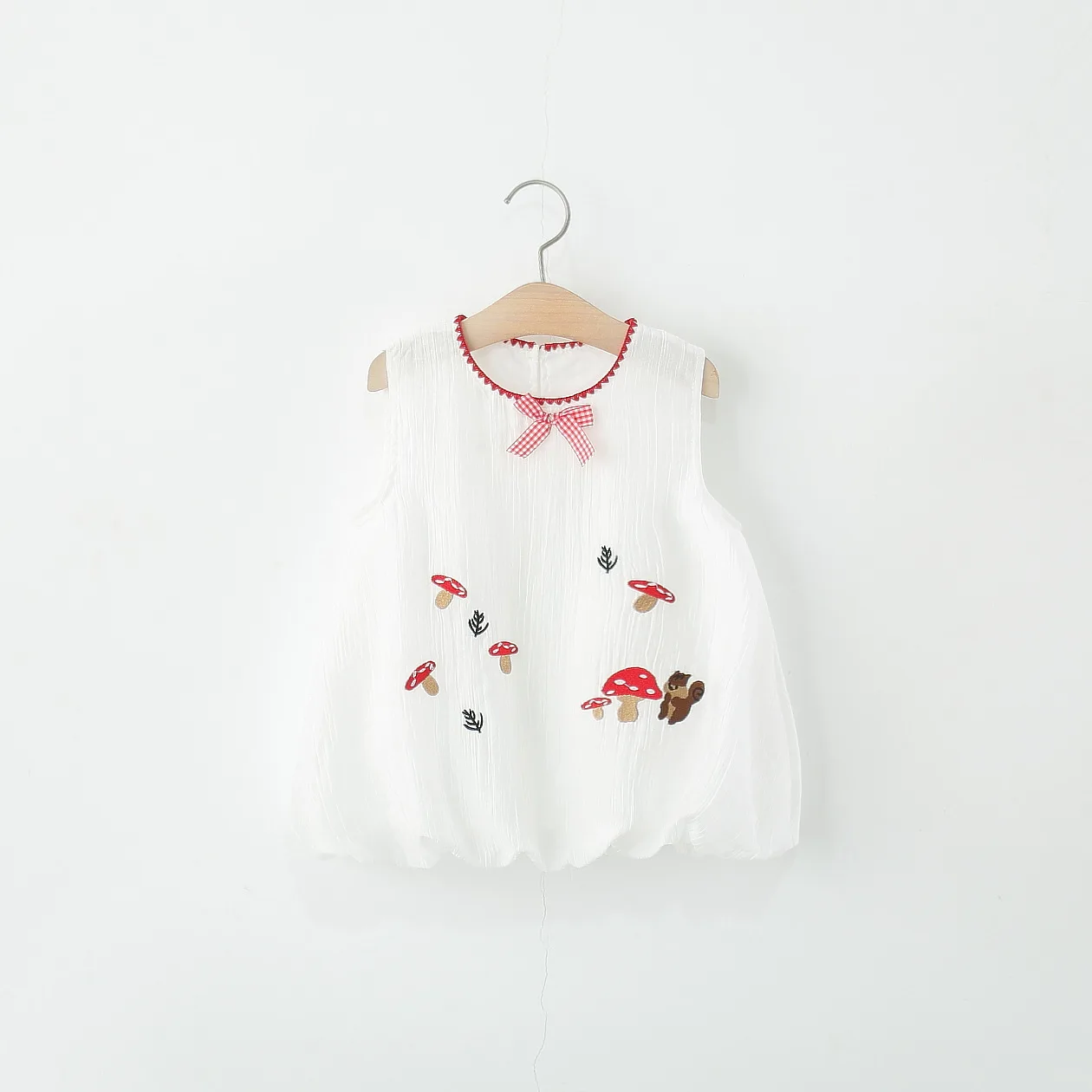 

Baby Girl Dress Summer New Cute Mushroom Squirrel Embroidered Children'S Clothing (9 Months -4 Years Old)