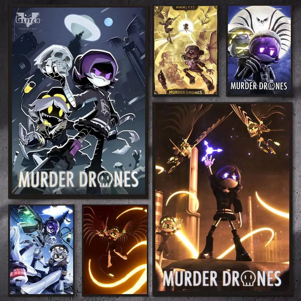 Cartoon M-Murder Drones Poster Modern Aesthetic Gaming Room Decor Canvas Wall Art Poster Cool Room Stuff