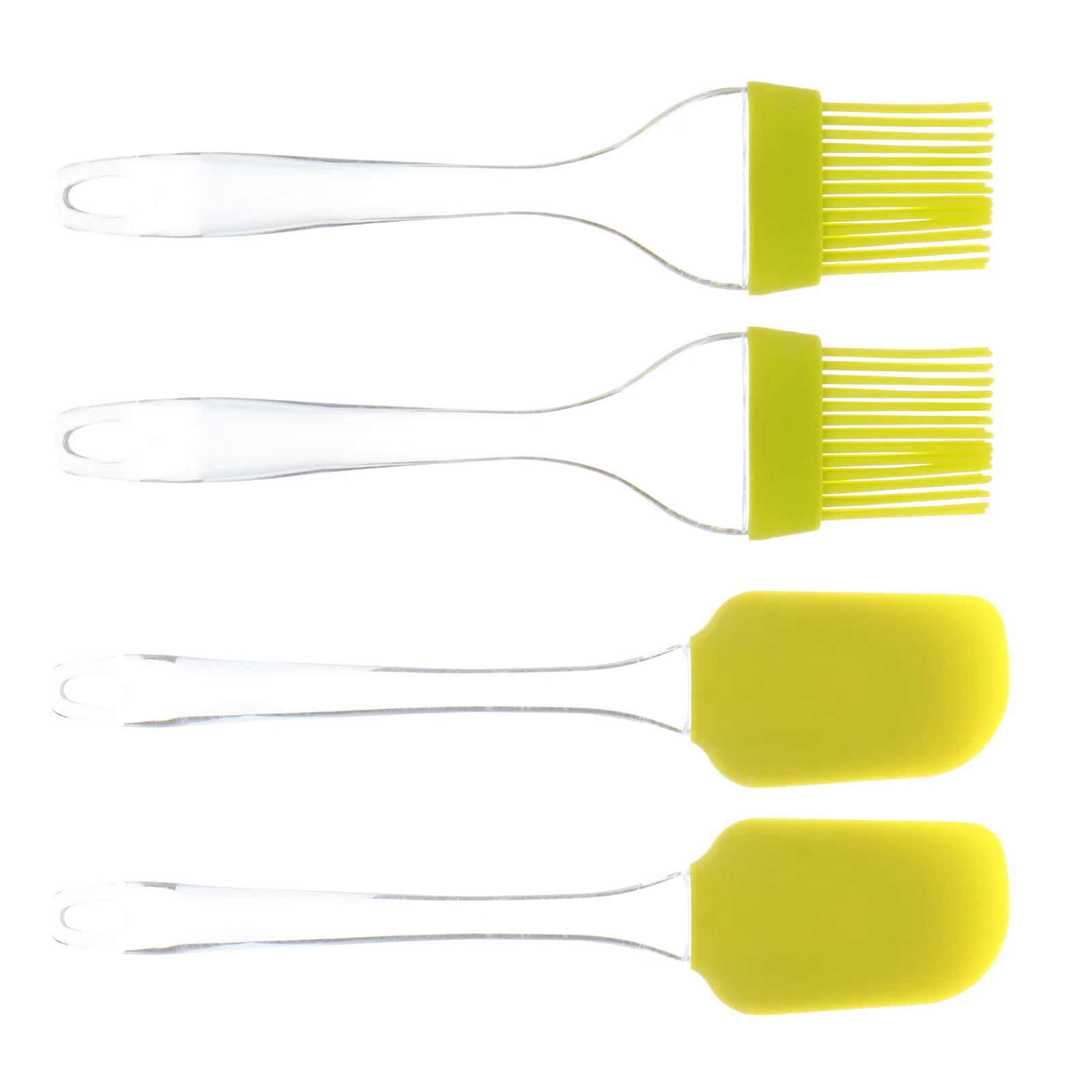 

4pcs Silicone BBQ Brush Set Basting Spatula Oil Brush Barbecue Non Stick Kitchen Cooking Tools Green Lightweight Portable Cake