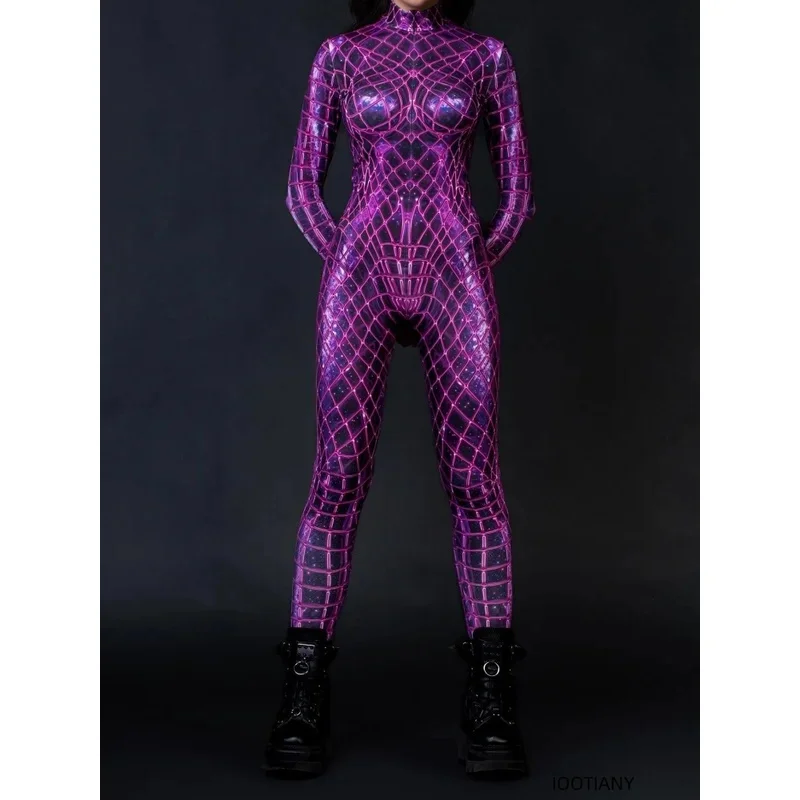 EE01 Colorful Sexy Bodysuit Punk Gothi Women Cosplay Jumpsuit Carnival Slim Zentai Suit Xmas Costume Festival Theme Party CaIo0！