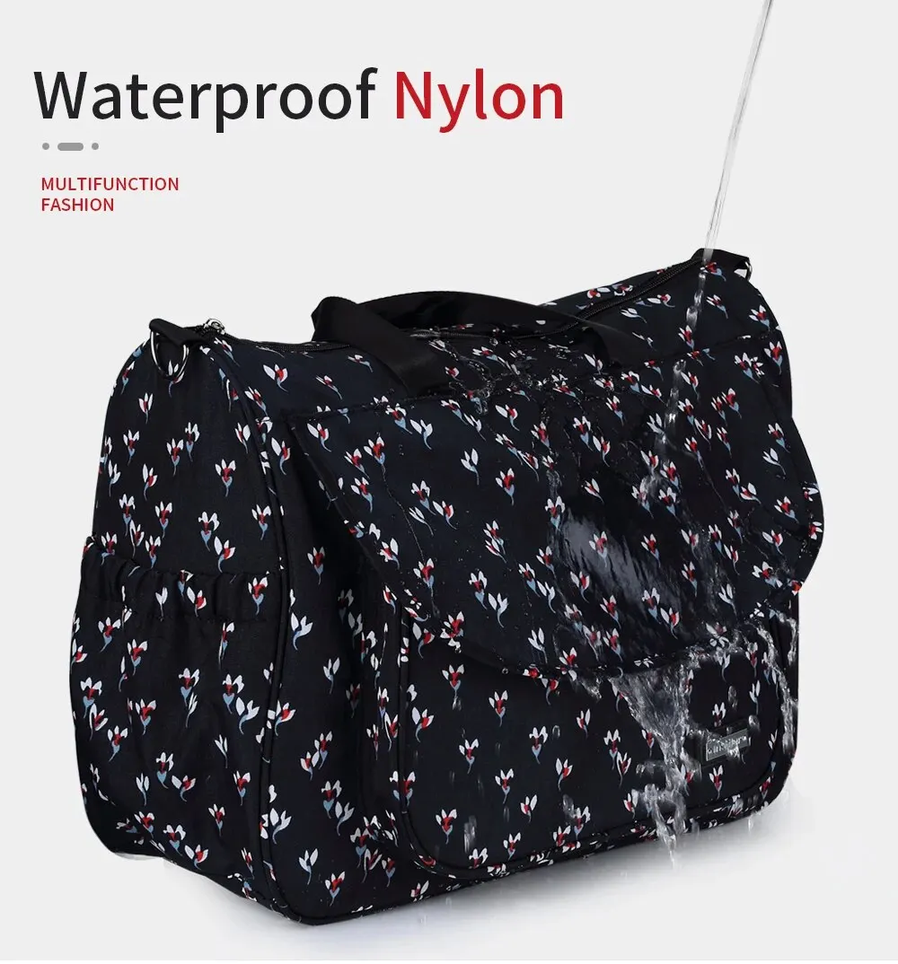 Waterproof Large Capacity Diaper Bag Multifunction Mummy Nappy Tote Bag with Stroller Hooks Baby Nursing Travel Maternity Bag