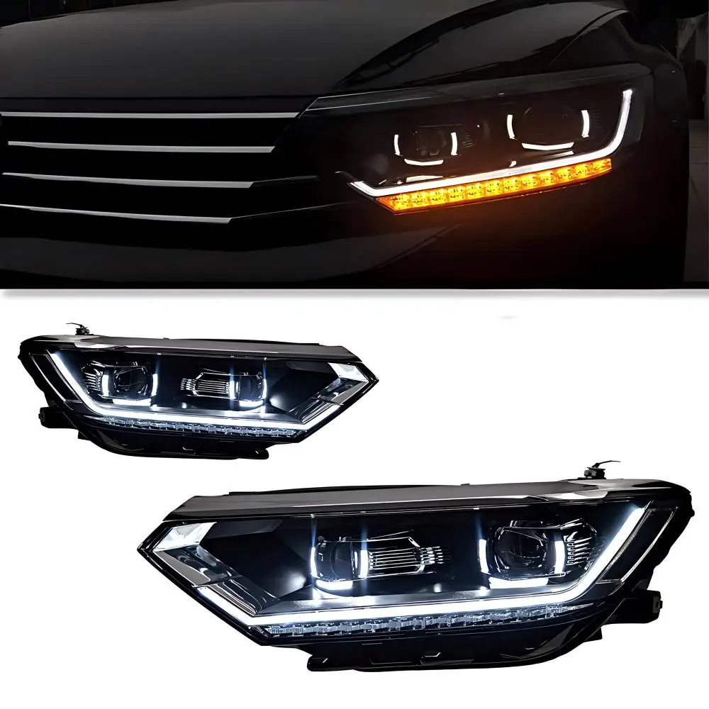 ee-For VW Magotan B8 2016-2019 LED Headlight Assembly Double U DRL Sequential Turn Signal Bi-LED Projector Lens