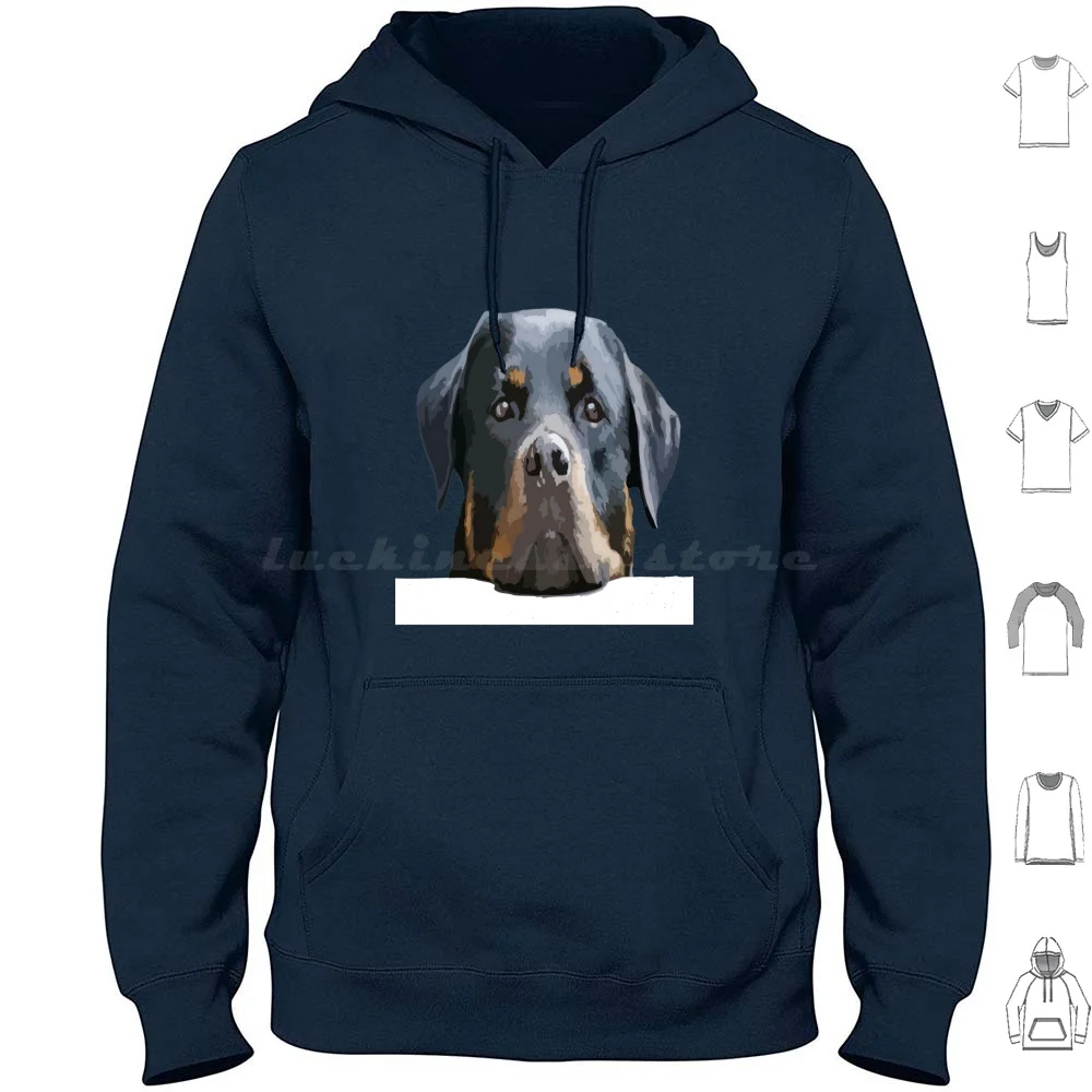 Rottweiler Peering Over A White Wall Vector sweat à capuche coton à manches longues chien chiens Rottweiler Rottie Rotties Rottweilers mignon animal de compagnie