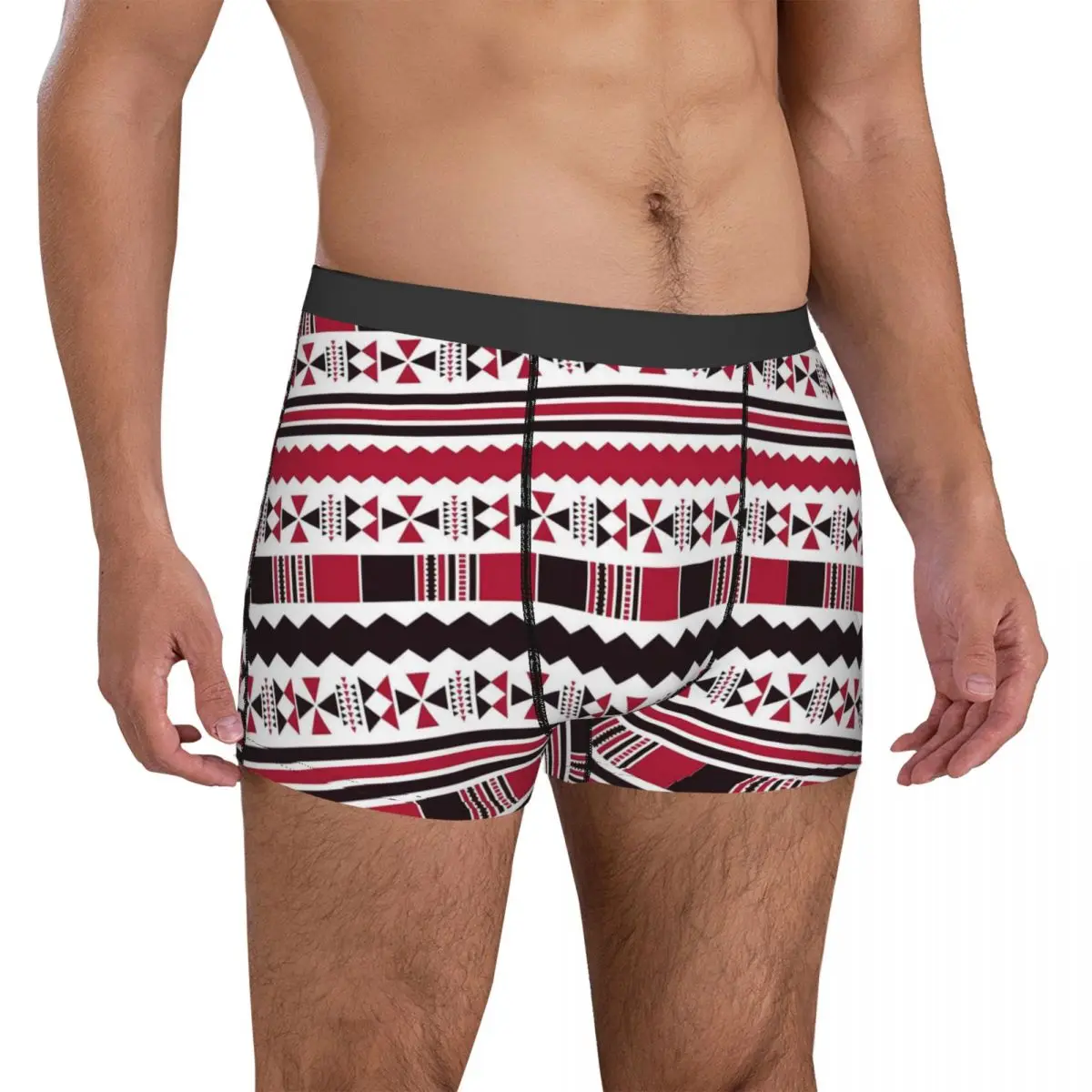 Red Ethnic Aztec Underwear Retro Print Male Boxer Brief Classic Trunk Hot Design Plus Size Underpants